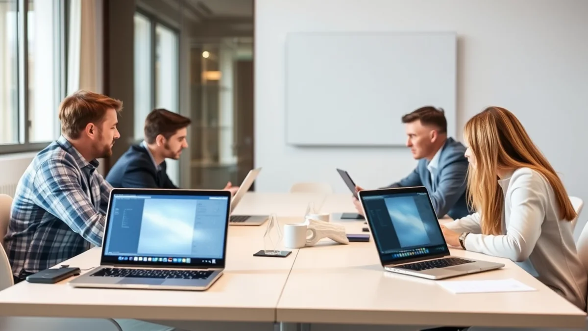 An operations manager comparing a manual spreadsheet workflow with an automated AI process on two screens