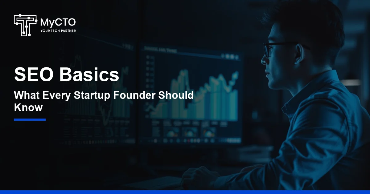 Founder reviewing rising website analytics charts on a large monitor at night